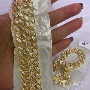 Set, Necklace and bracelet, with gold bath 18 k , gold plated